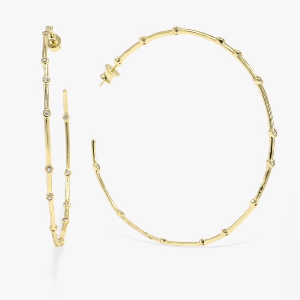 Brand new In Box!!  Beautiful 3” Hoops!!!  18K Gold over Brass